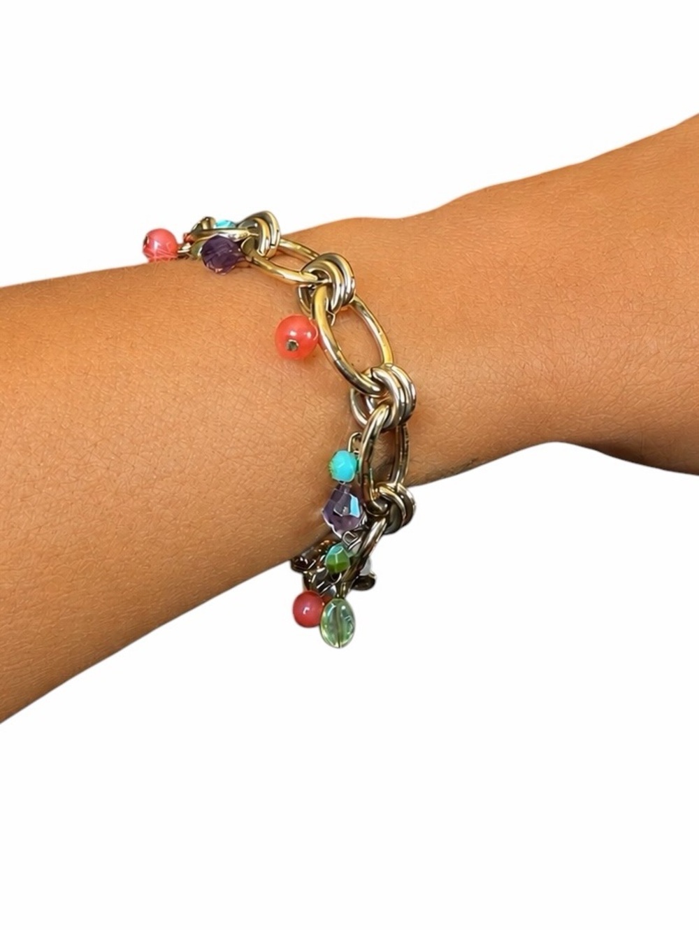 Chunky Chain Link Gold-tone Charm Bracelet Whimsical Y2K